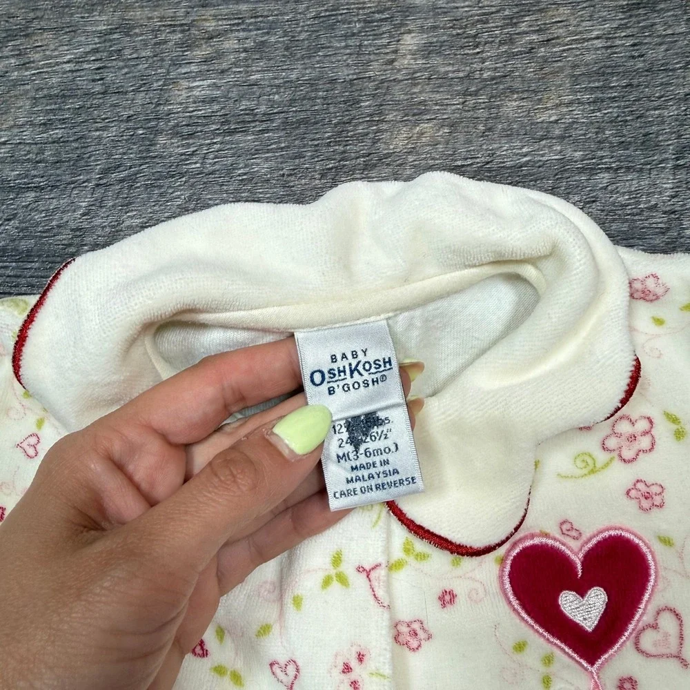 Vintage OshKosh B'Gosh Baby Girl Floral‎ Heart Bubble Romper Size 3-6 Months